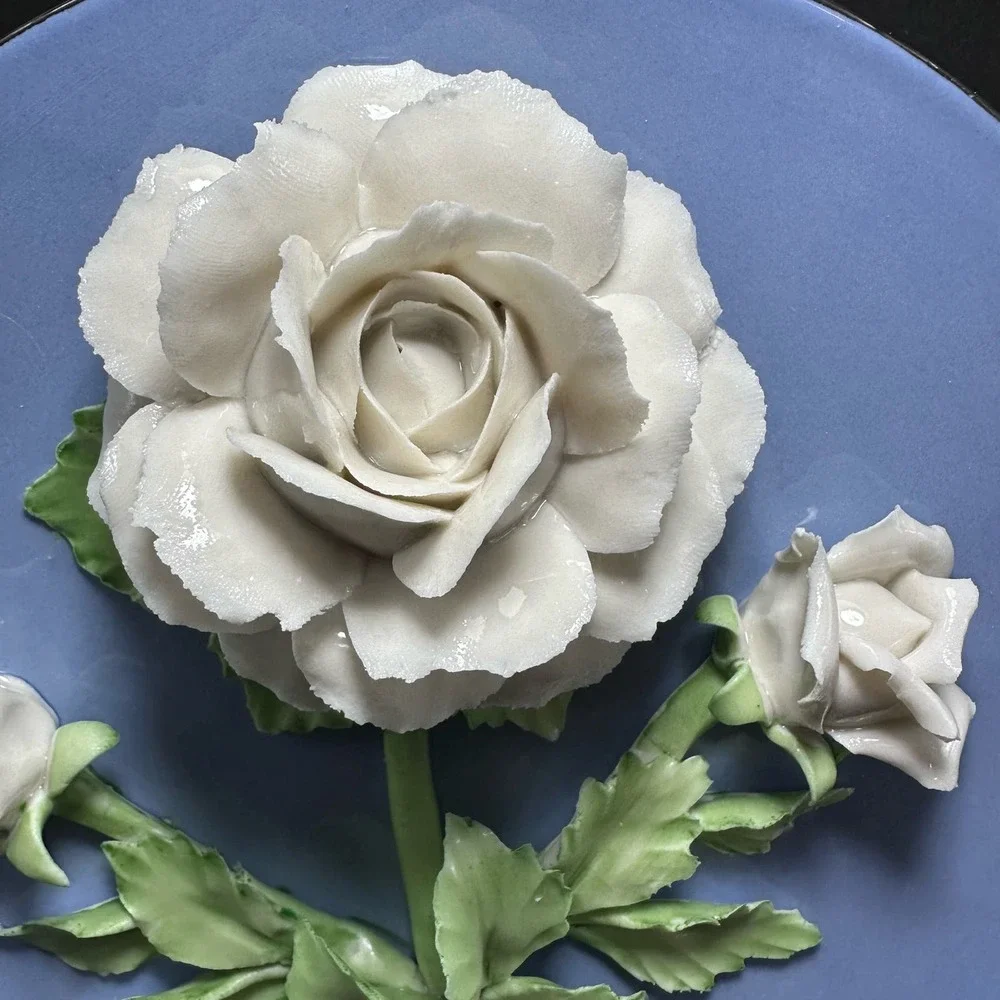 The Princess‎ Diane of Wales Rose Collectors Porcelain Plate Platinum bordered